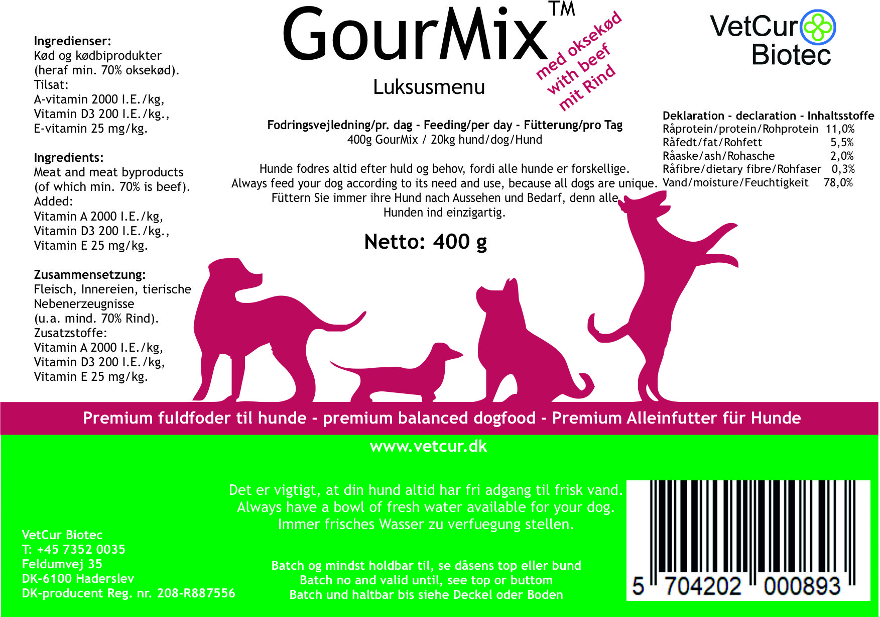 GourMix - oksekød - 400g - hund - Billede 2