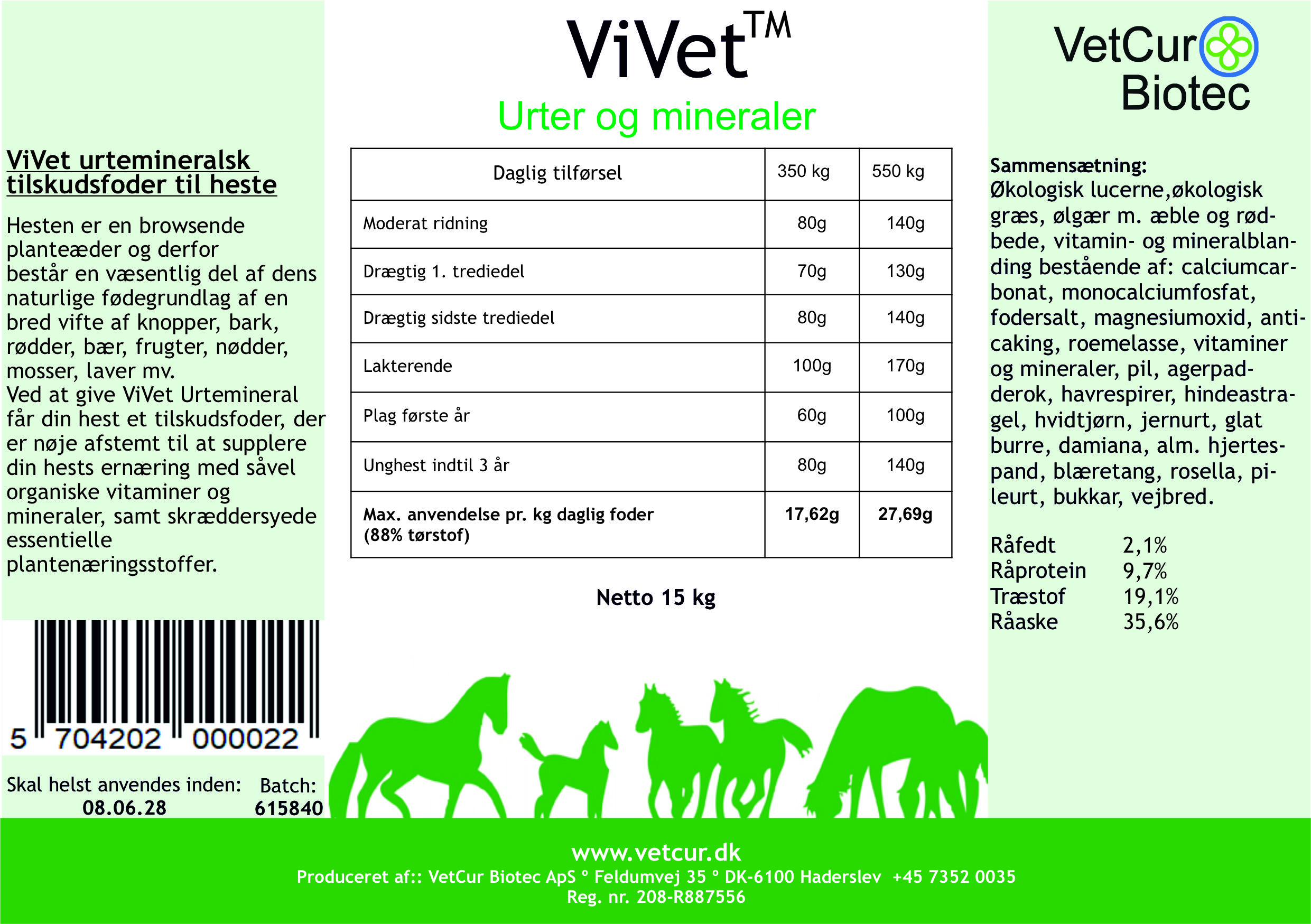 ViVet urtemineral - 15kg - hest - Billede 2