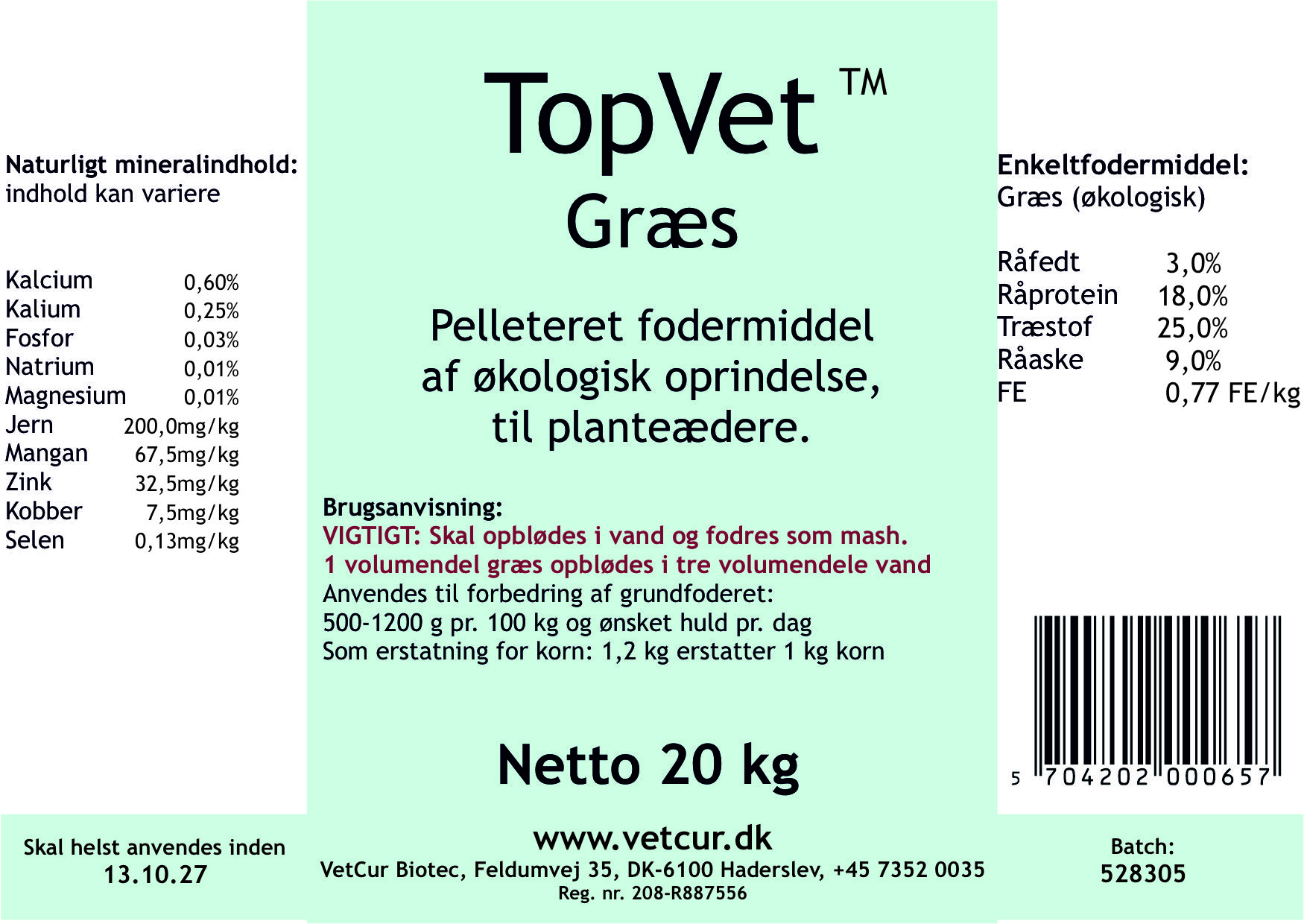 TopVet - økologiske græspellets - 20kg - Billede 2